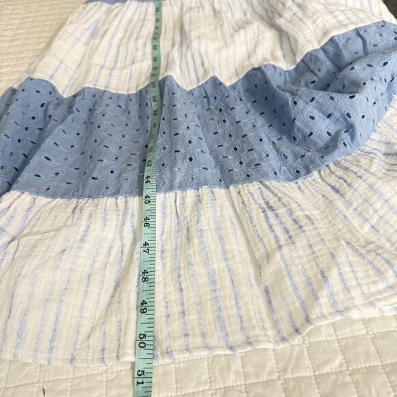 Mystree Womens Sleeveless Striped & Eyelet Maxi Dress S 100% Cotton Blue/White, - Picture 10 of 12